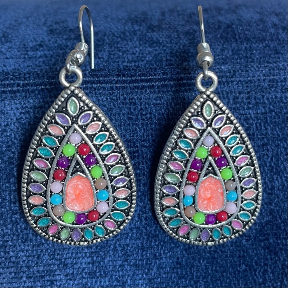 Bohemian kaleidoscope multi color earrings